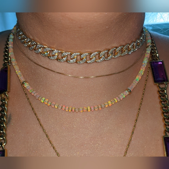 14k Yellow Gold Baby Pink Ethiopian Opal Beaded Gemstone Gold spacers Necklace - Picture 13 of 13